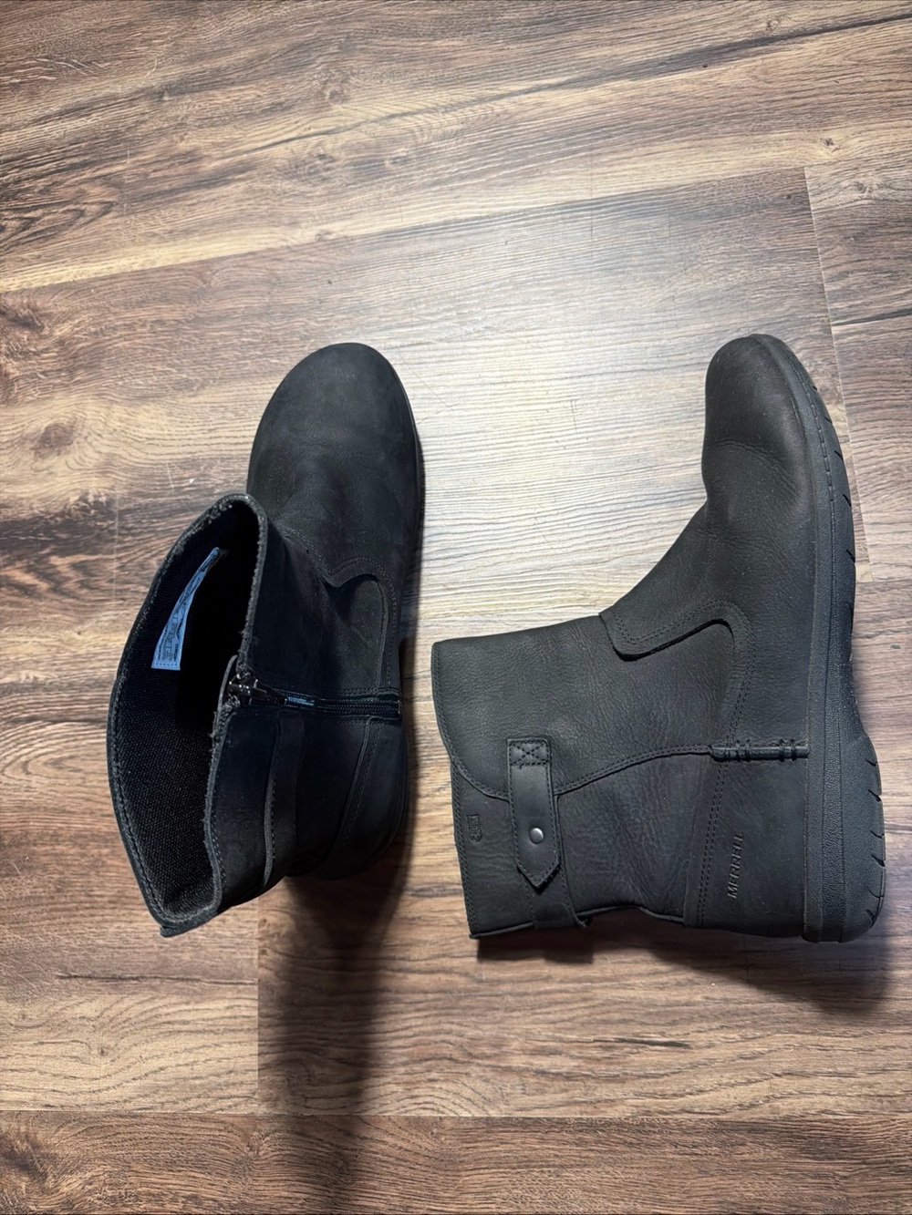 Merrell Women's Encore Kassie Mid Waterproof Boots Black Leather Side Zip Sz 11